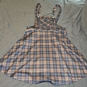 Plaid overall dress